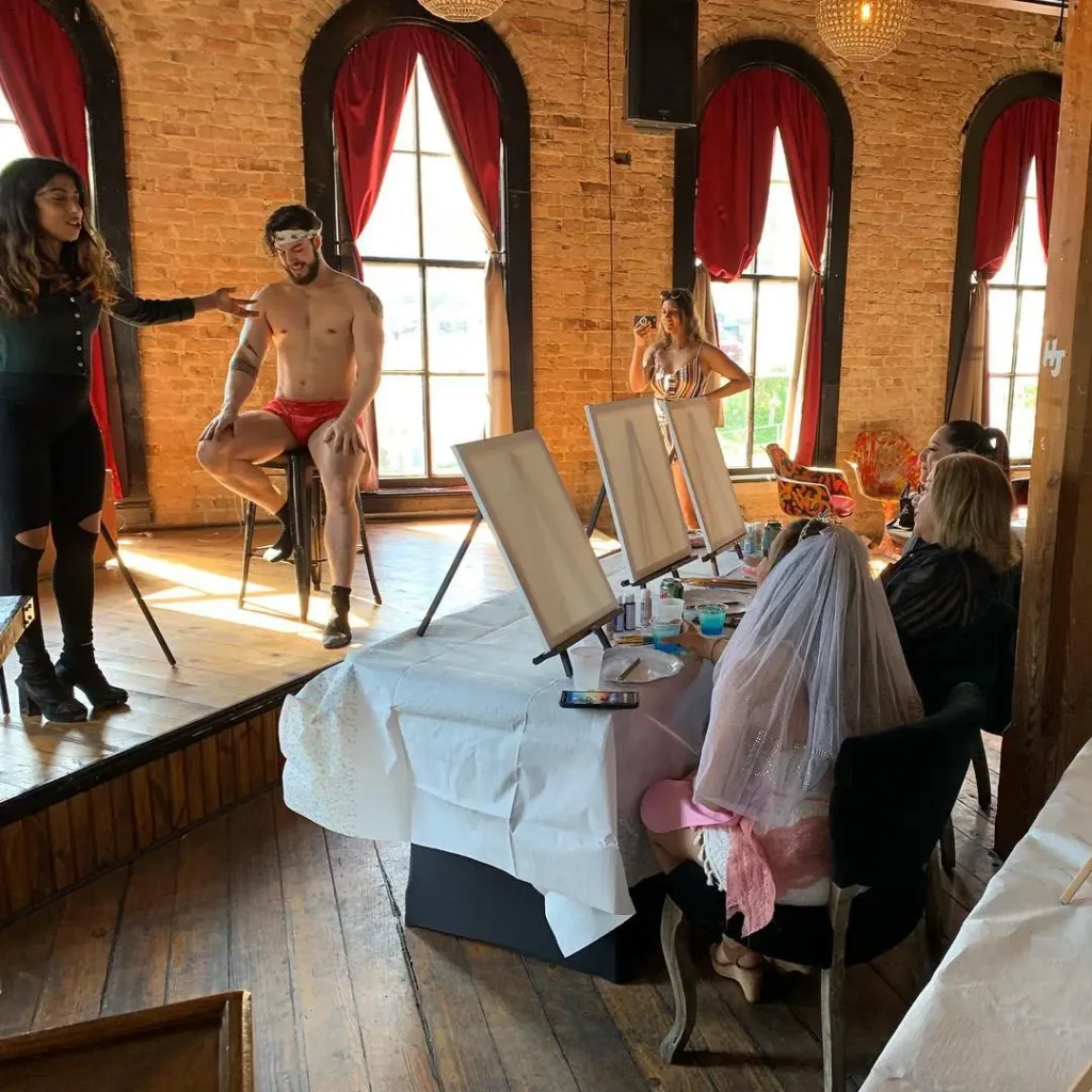 Naughty Canvas muse at a public sip n paint party